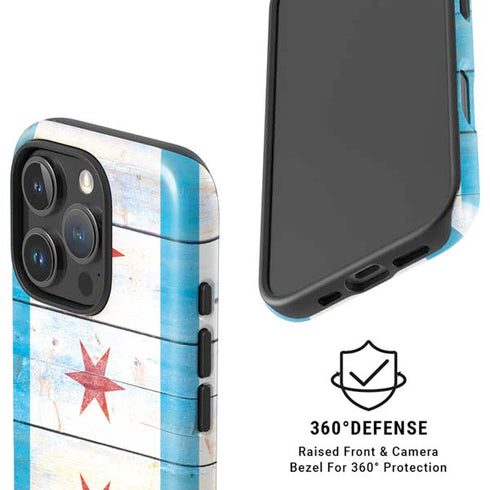 Chicago Flag Light Wood iPhone 16 Pro Magsafe Impact Case