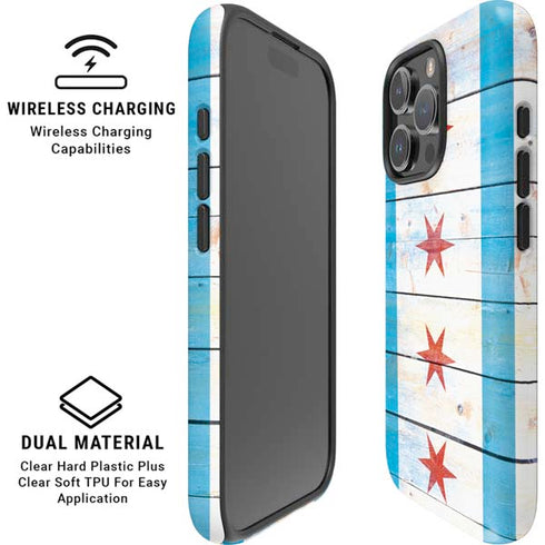 Chicago Flag Light Wood iPhone 16 Pro Magsafe Impact Case