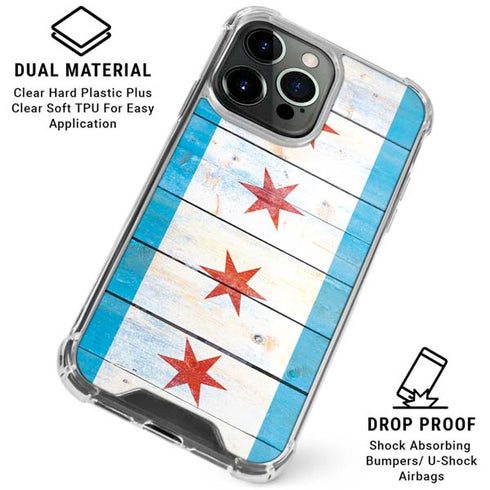 Chicago Flag Light Wood iPhone 16 Pro Max Clear Case