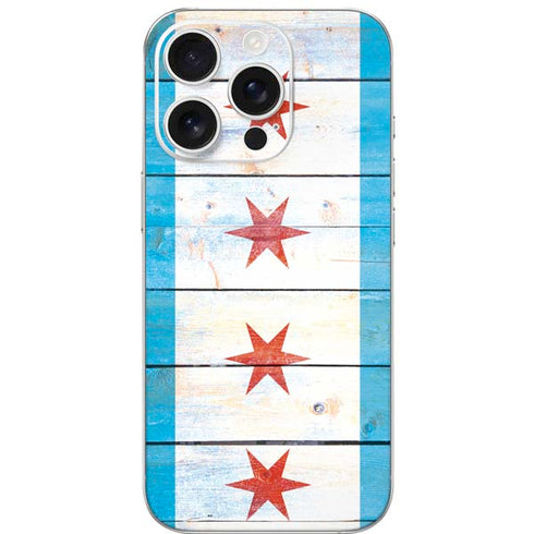 Chicago Flag Light Wood iPhone 16 Pro Skin
