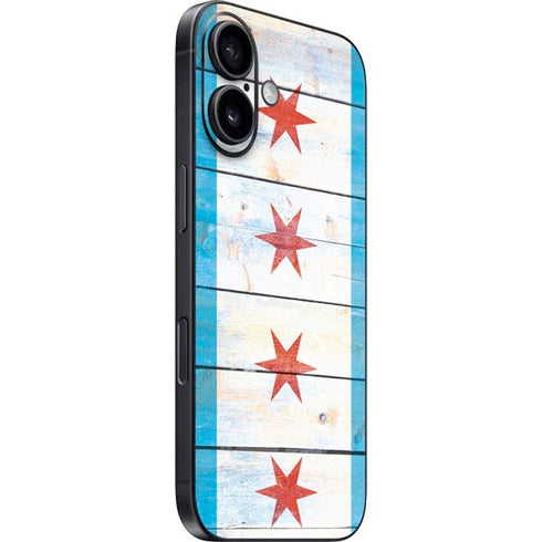 Chicago Flag Light Wood iPhone 16 Skin