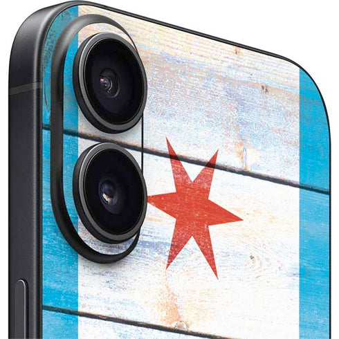 Chicago Flag Light Wood iPhone 16 Skin