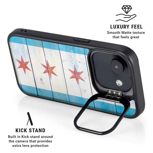 Chicago Flag Light Wood iPhone 16e Kickstand Case