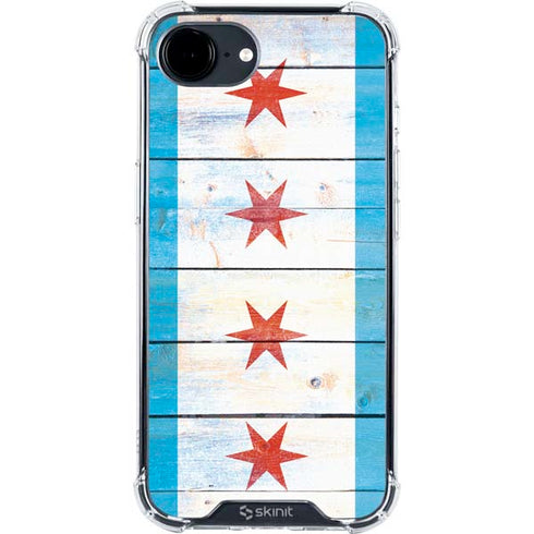 Chicago Flag Light Wood iPhone 16e Clear Case