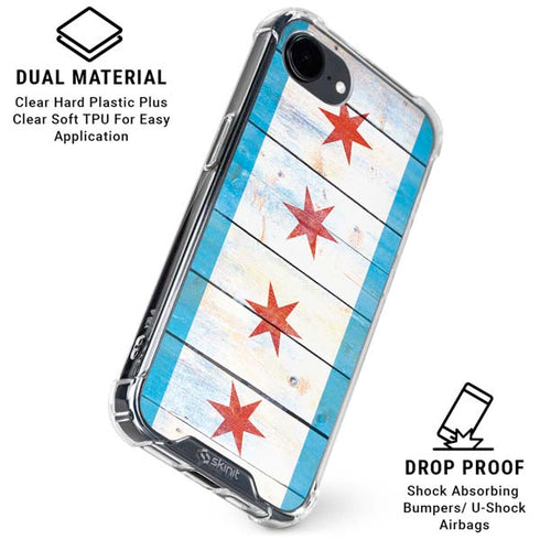 Chicago Flag Light Wood iPhone 16e Clear Case