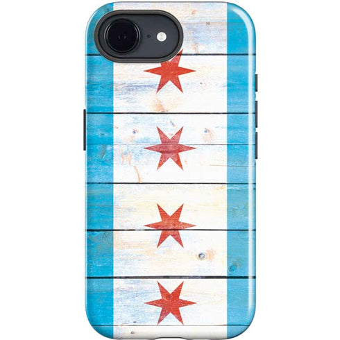 Chicago Flag Light Wood iPhone 16e Impact Case