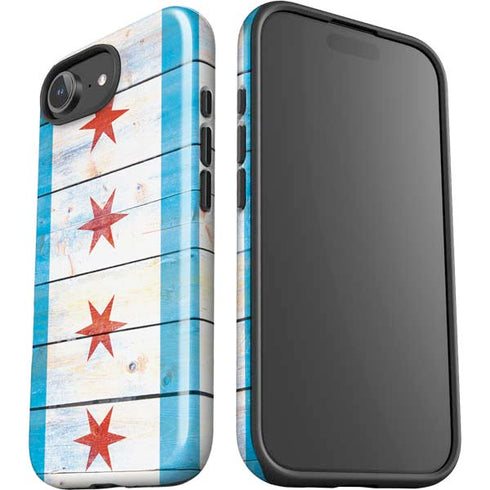 Chicago Flag Light Wood iPhone 16e Impact Case