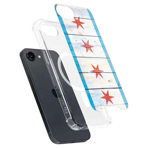 Chicago Flag Light Wood iPhone 16e MagSafe Case