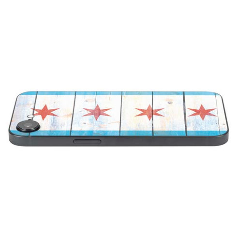 Chicago Flag Light Wood iPhone 16e Skin