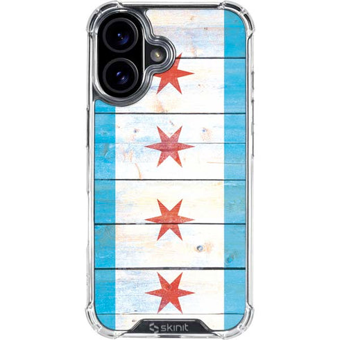 Chicago Flag Light Wood iPhone 17 Clear Case