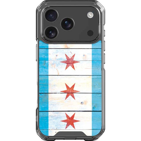 Chicago Flag Light Wood iPhone 18 Pro Clear Case