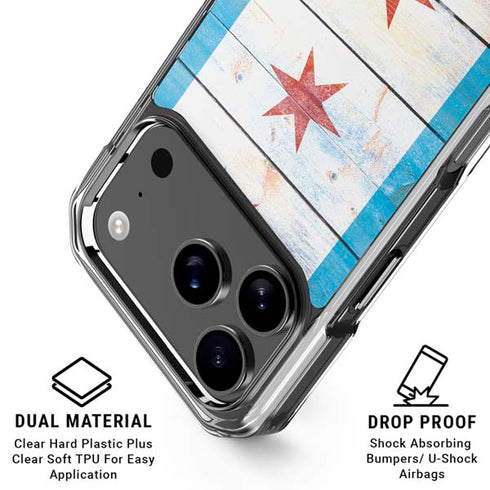 Chicago Flag Light Wood iPhone 18 Pro Clear Case