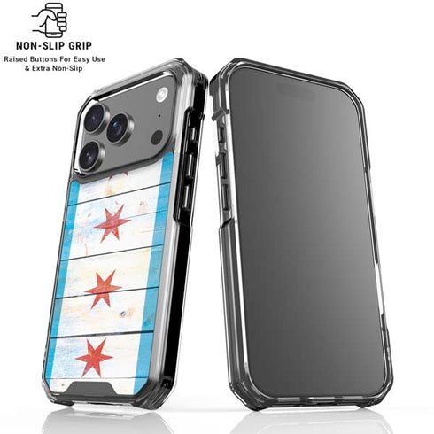 Chicago Flag Light Wood iPhone 18 Pro Clear Case