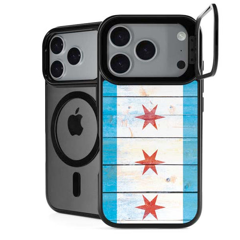 Chicago Flag Light Wood iPhone 18 Pro Kickstand Case