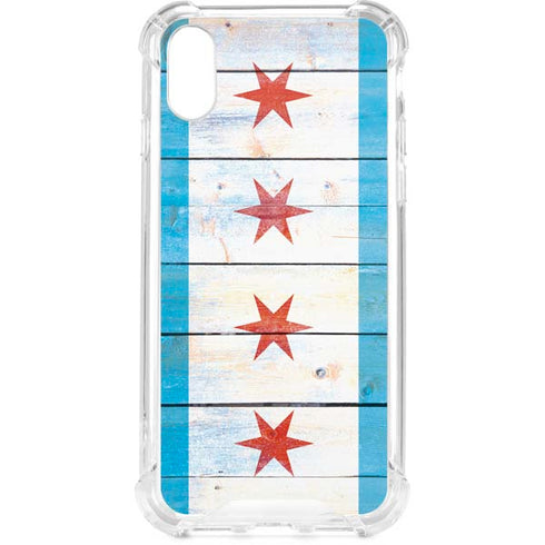 Chicago Flag Light Wood iPhone XS Clear Case