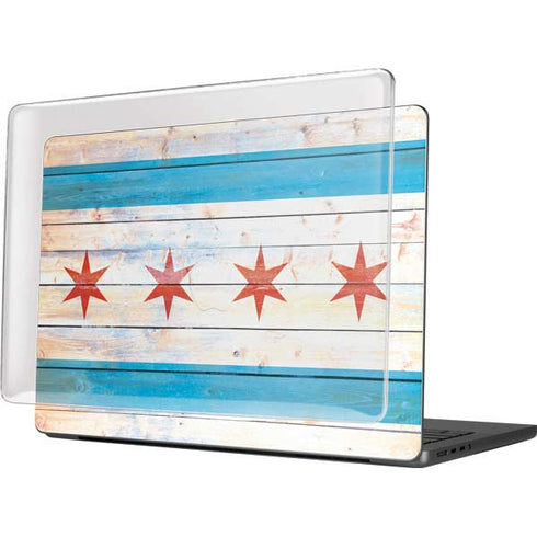 Chicago Flag Light Wood MacBook Pro 14in (2021-24) Case plus Skin