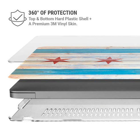 Chicago Flag Light Wood MacBook Pro 14in (2021-24) Case plus Skin