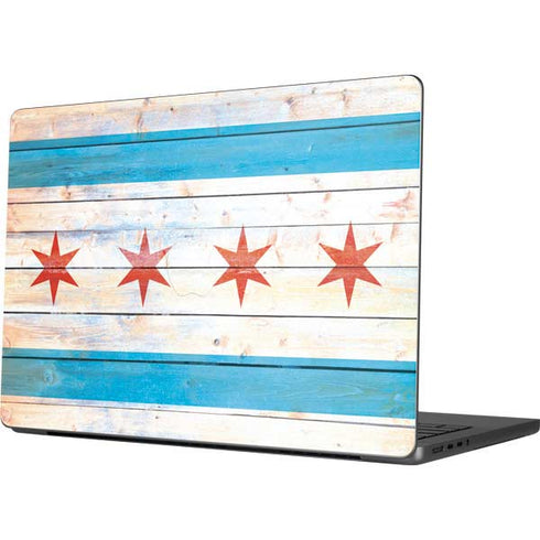 Chicago Flag Light Wood Apple MacBook Pro 14-inch Skin
