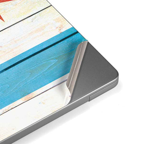 Chicago Flag Light Wood Apple MacBook Pro 14-inch Skin