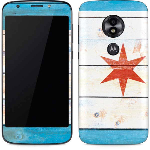 Chicago Flag Light Wood Moto E5 Play Skin