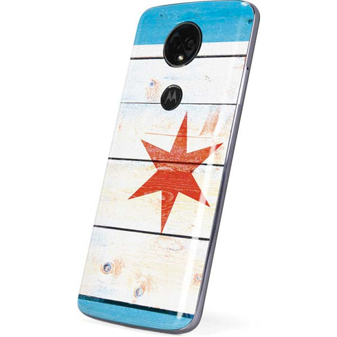Chicago Flag Light Wood Moto E5 Plus Skin