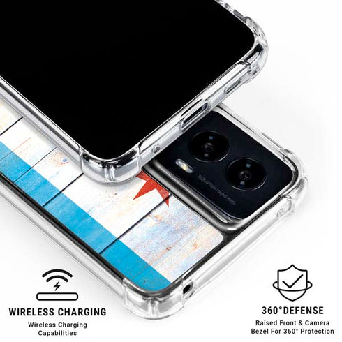 Chicago Flag Light Wood Moto G Power 5G (2024) Clear Case