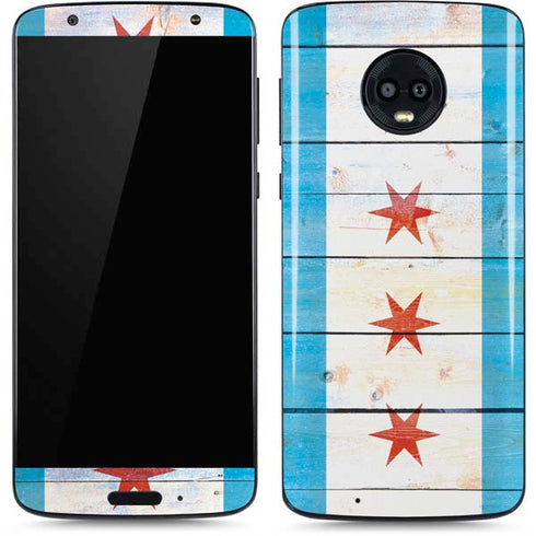 Chicago Flag Light Wood Moto G6 Skin