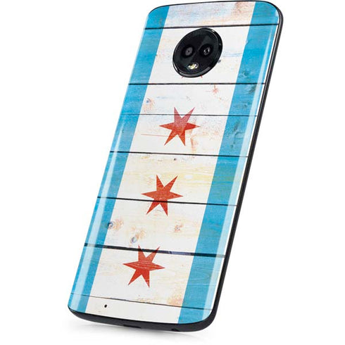 Chicago Flag Light Wood Moto G6 Skin
