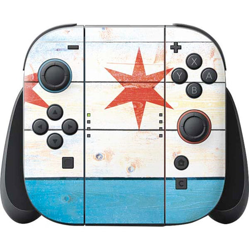 Chicago Flag Light Wood Nintendo Switch 2 (2025) Joy-Con Controller Skin