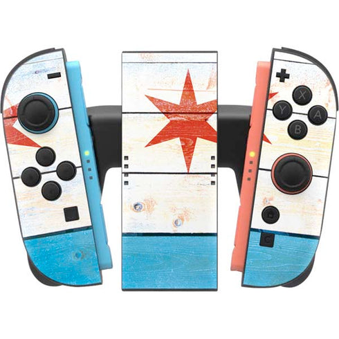 Chicago Flag Light Wood Nintendo Switch 2 (2025) Joy-Con Controller Skin