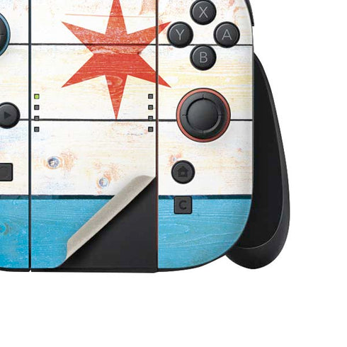 Chicago Flag Light Wood Nintendo Switch 2 (2025) Joy-Con Controller Skin