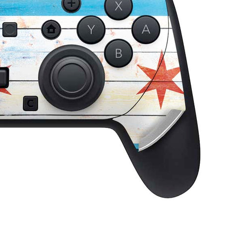 Chicago Flag Light Wood Nintendo Switch 2 (2025) Pro Controller Skin