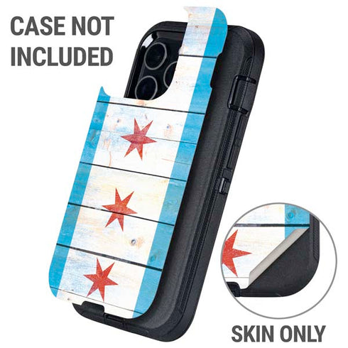 Chicago Flag Light Wood Otterbox Defender iPhone Skin