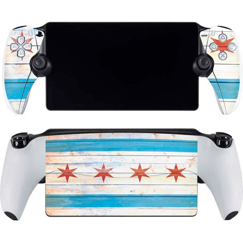 Chicago Flag Light Wood PlayStation Portal Remote Player Skin