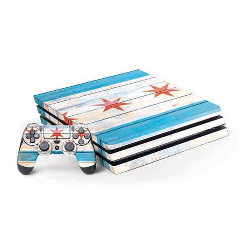 Chicago Flag Light Wood PlayStation PS4 Skins