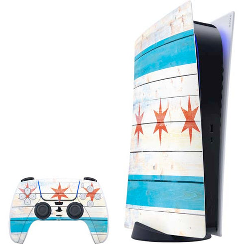 Chicago Flag Light Wood PlayStation PS5 Skins