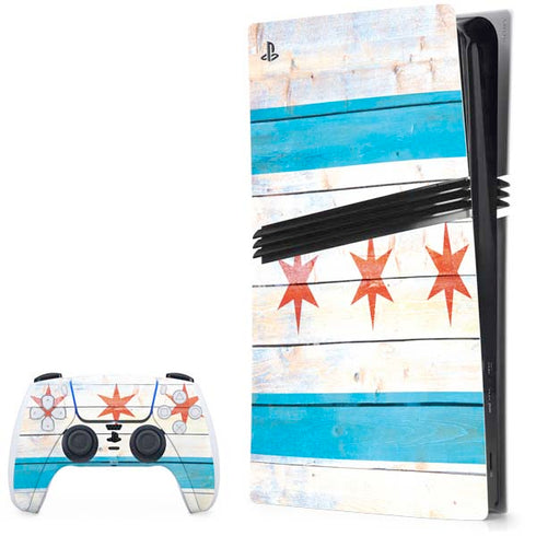 Chicago Flag Light Wood PlayStation PS5 Skins