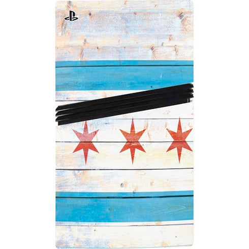 Chicago Flag Light Wood PS5 Pro Console Skin