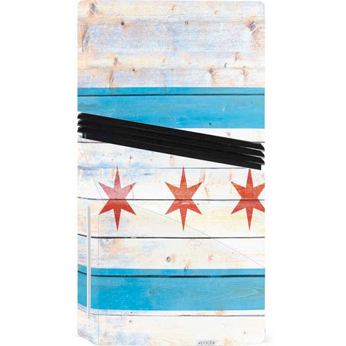 Chicago Flag Light Wood PS5 Pro Disk Console Skin