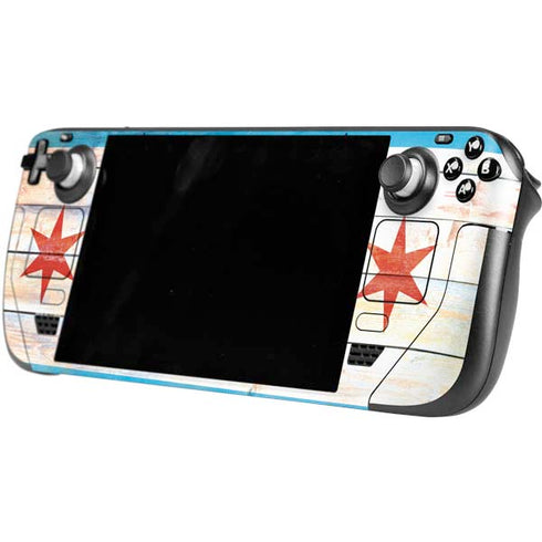 Chicago Flag Light Wood Steam Deck Handheld Gaming Computer OLED Skin