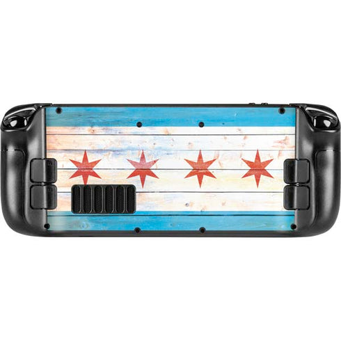 Chicago Flag Light Wood Steam Deck Handheld Gaming Computer OLED Skin