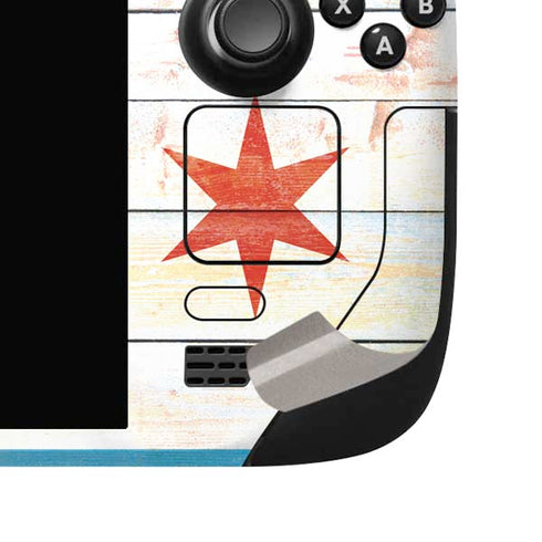 Chicago Flag Light Wood Steam Deck Handheld Gaming Computer OLED Skin