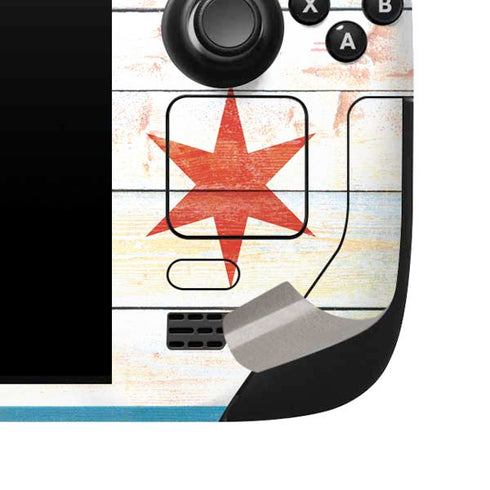 Chicago Flag Light Wood Steam Deck Handheld Gaming Computer Skin