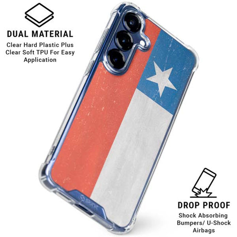 Chile Flag Distressed Galaxy S25 Clear Case