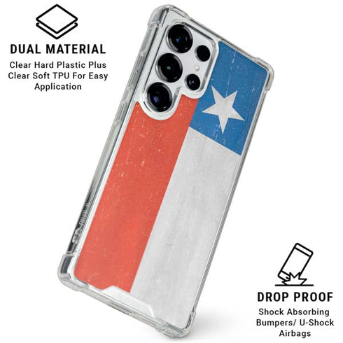 Chile Flag Distressed Galaxy S25 Ultra Clear Case