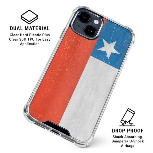 Chile Flag Distressed iPhone 15 Clear Case