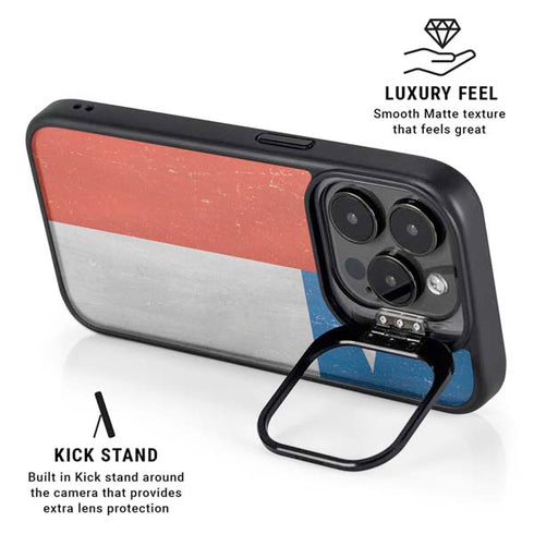 Chile Flag Distressed iPhone 15 Pro Max Kickstand Case