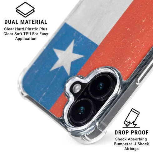 Chile Flag Distressed iPhone 16 Clear Case