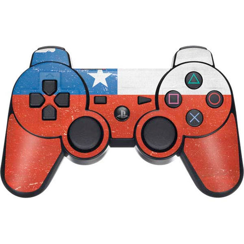 Chile Flag Distressed PS3 Dual Shock wireless controller Skin