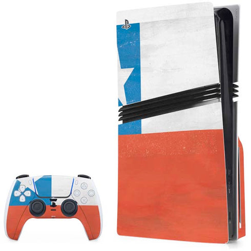 Chile Flag Distressed PS5 Pro Disk Bundle Skin